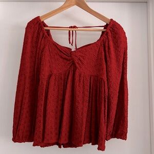 American Eagle cherry red peplum top
